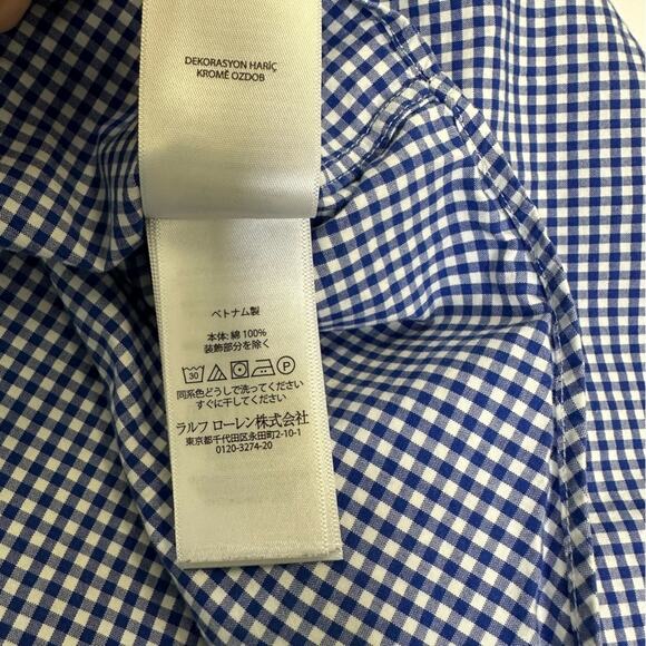 Ralph Lauren Blue Gingham Check Button-Down Shirt - Size M - Picture 8 of 10